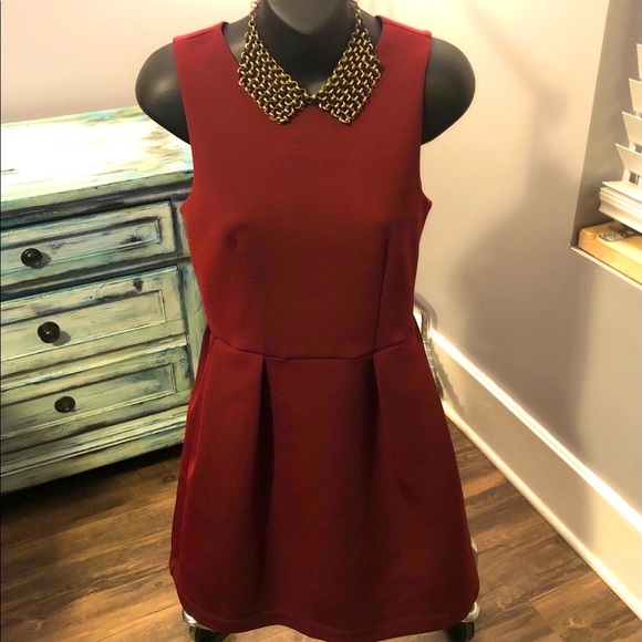 TOPSHOP Skater Dress Black Zipper - Bordeaux - Picture 4 of 8